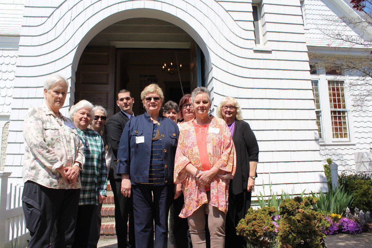 The Sayville Congregational Church Justice Committee recently held a gathering on sex trafficking that included the Suffolk Police Department, the SC District Attorney’s Office and other agencies. First row, left to right: Kris Minschke, Jean Newcombe, Laura Heany (second row, left to right); Pat Maher, Connie Kauffman (third row, left to right); Sylvia Sewell, Det. James Johnson, Debby Langstaff and Kristine Houghtalen. Missing: Lyn Schaefer.